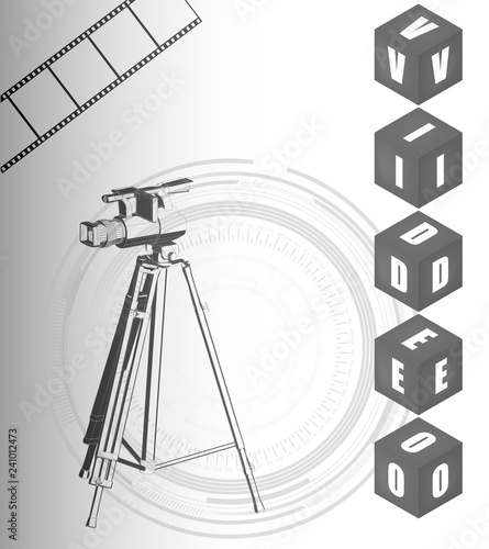 The camera on a white background and film