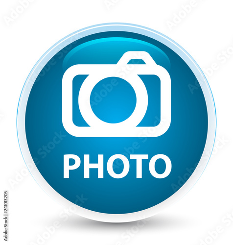 Photo (camera icon) special prime blue round button