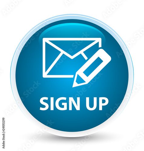 Sign up (edit mail icon) special prime blue round button