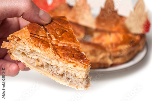 Wallpaper Mural closeup of epiphany cake with golden crown on white background  Torontodigital.ca