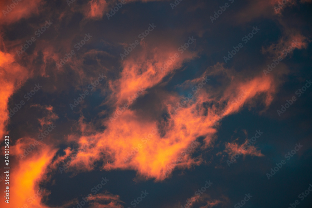 red clouds at sunset
