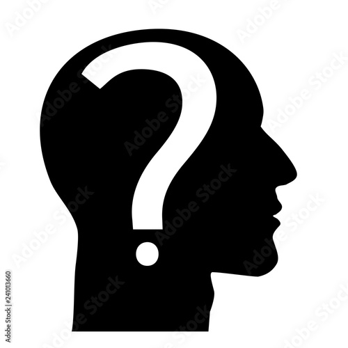 People-Silhouette Bald Human Head with a Question Mark