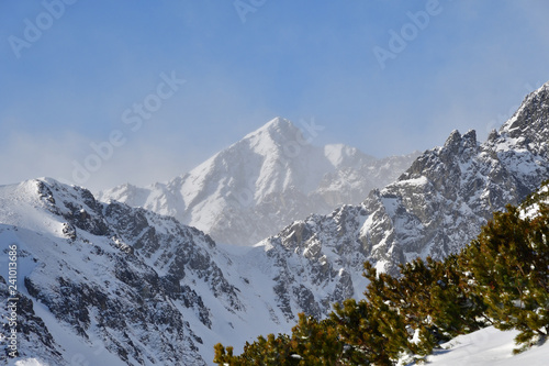 peak of snowy mountains in winter High Tatras Slovakia