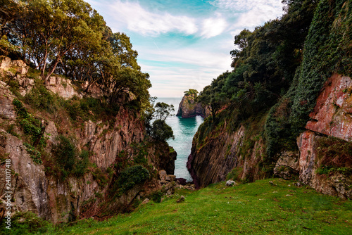 View from the entrance to the Cave of Pindal, Asturias, Spain