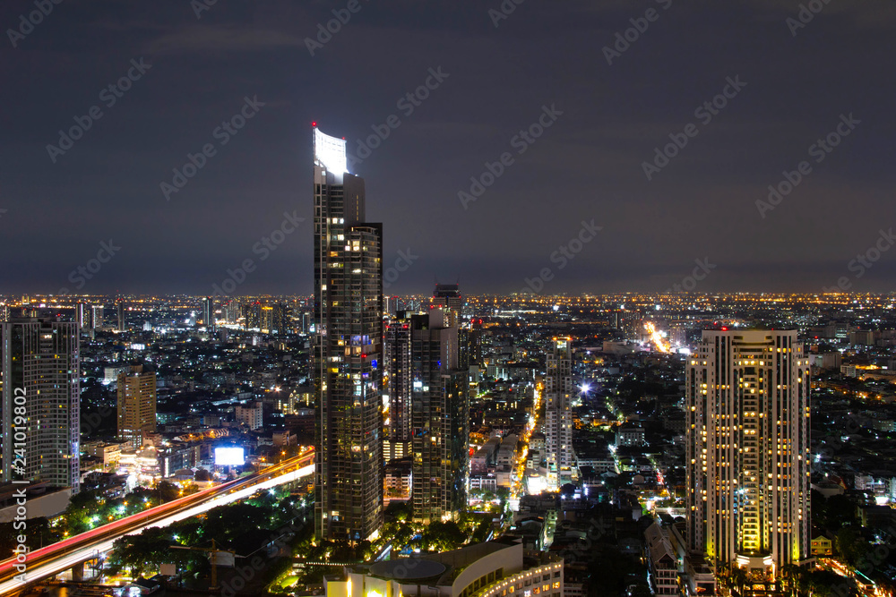 Bangkok city skyline metropolis Cityscape night in Thailand Asia 