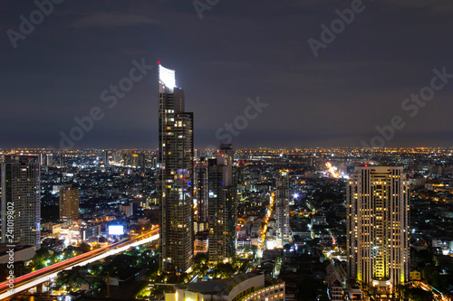 Bangkok city skyline metropolis Cityscape night in Thailand Asia 