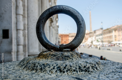 Iron ring overlooking the Piazza Navona in Rome. Italy