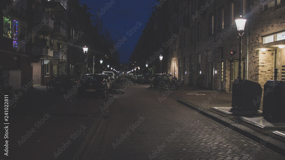 Street at night in Amsterdam