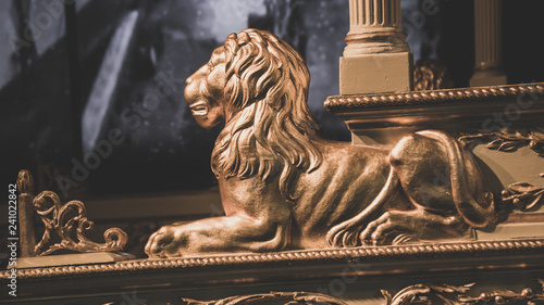 A golden lion statue