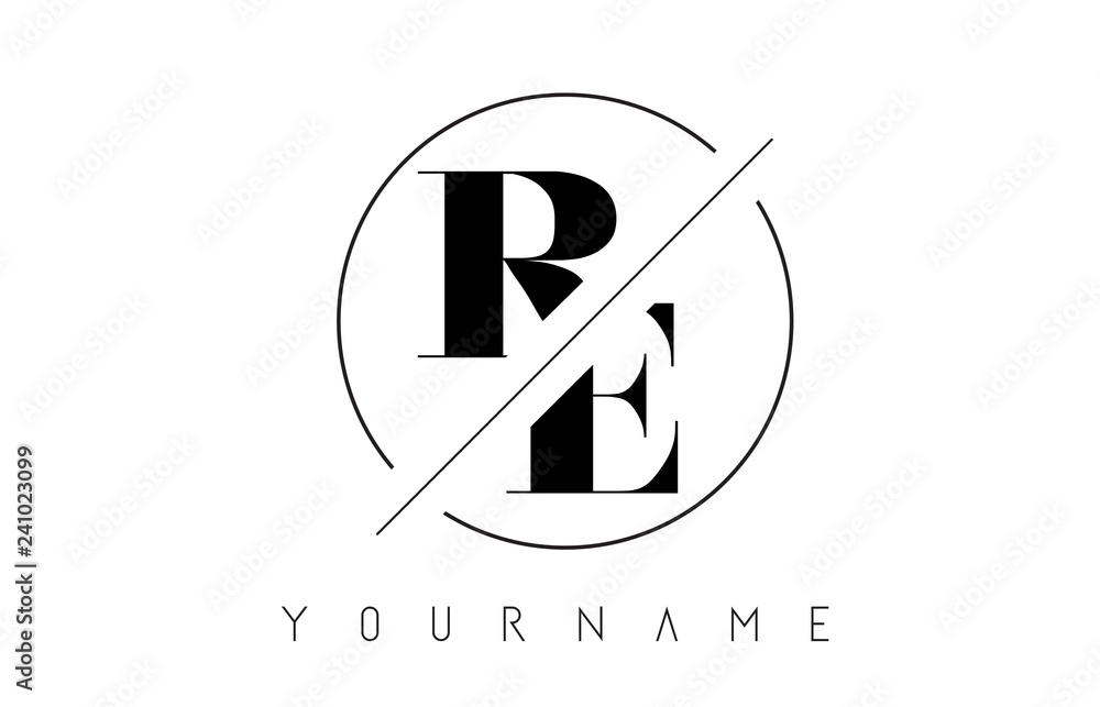 Φωτογραφία RE Letter Logo with Cutted and Intersected Design