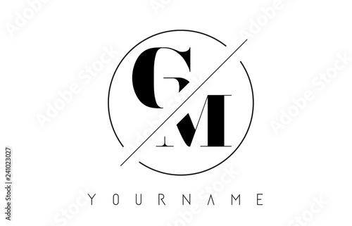 GM Letter Logo with Cutted and Intersected Design
