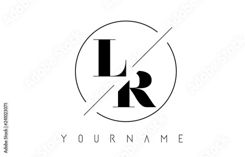 LR Letter Logo with Cutted and Intersected Design