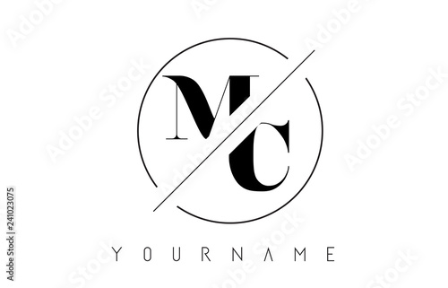 MC Letter Logo with Cutted and Intersected Design