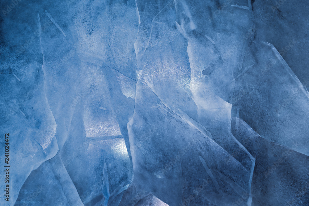 Ταπετσαρία Cracked ice texture. Winter frosty weather concept