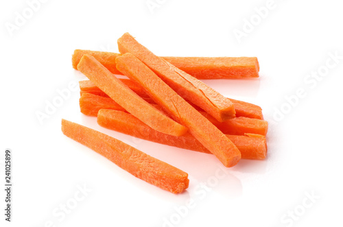 raw chopped carrot isolated on a white background