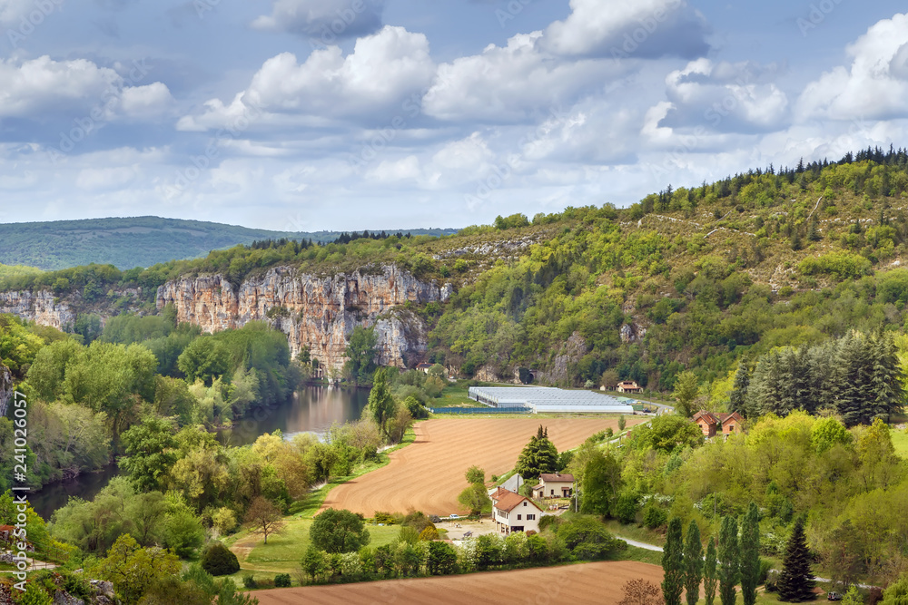 Landscape with Lot river, France