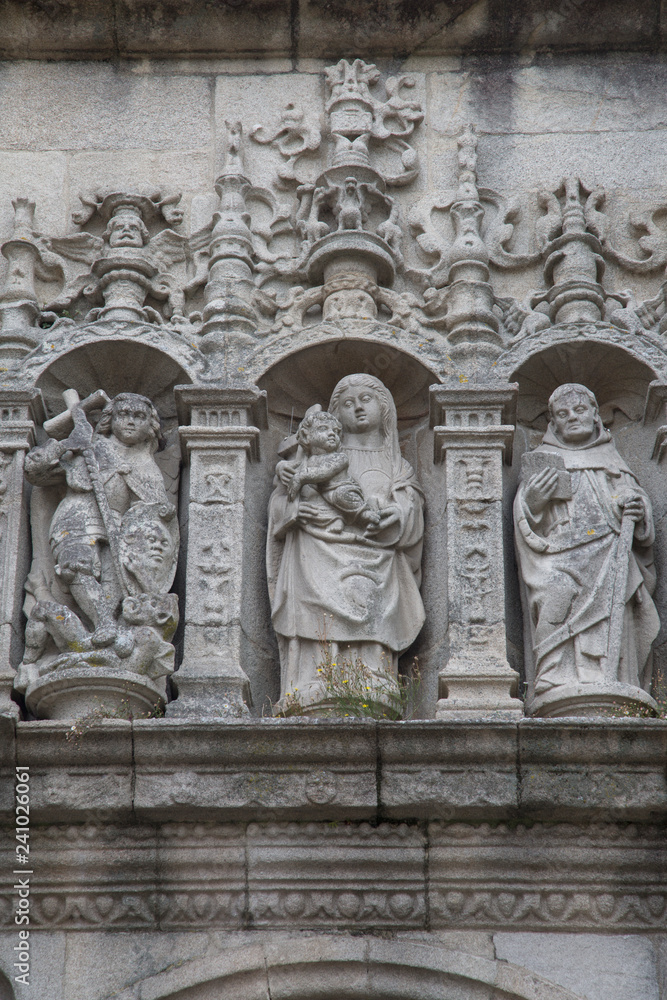 Mary Statue on Facade of Cathedral, Pontevedra