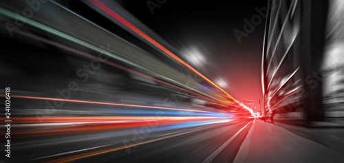 Photography Traffic Trails Along Metro Station On Sheikh Zayed Road