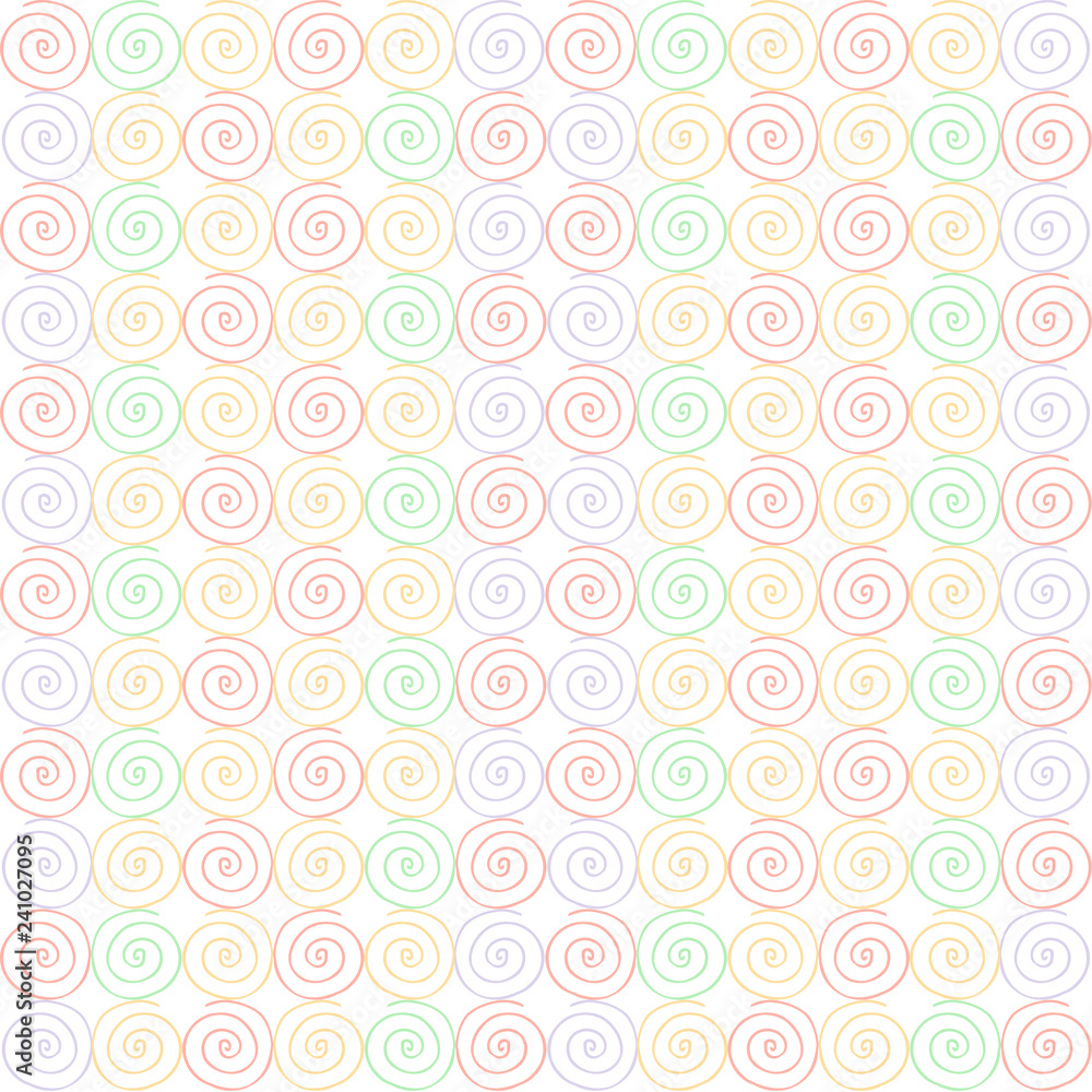 Seamless swirl pattern. Orange, red. green, yellow, violet swirls on white design element stock vector illustration for web, print, fabric print Seamless swirl pattern. Orange, red. green, yellow, violet swirls on white design element stock vector illustration for web, print, fabric print