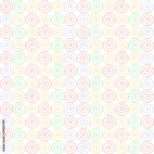 Seamless swirl pattern. Orange, red. green, yellow, violet swirls on white design element stock vector illustration for web, print, fabric print