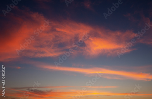 Fiery orange sunset sky. Beautiful sky. © nata777_7