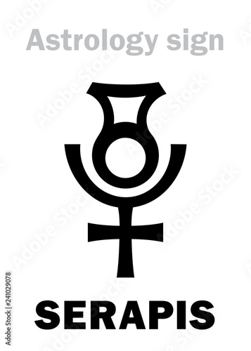 Astrology Alphabet: SERAPIS / Osiris-Apis (Userhapi), the Hellenistic Egyptian god of abundance, fertility, underworld and afterlife. Hieroglyphics character sign (original single symbol). photo