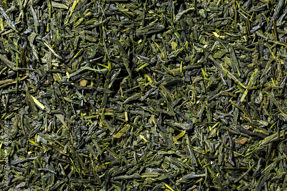 Sencha green tea leaves full frame Sencha green tea leaves full frame