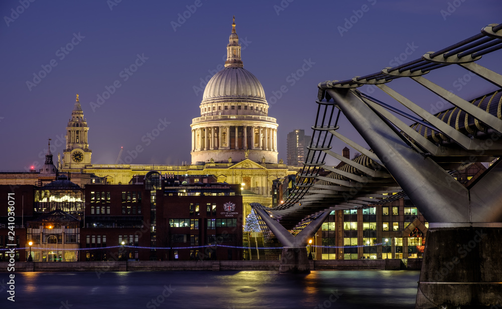 St Paul's Cathedral and Millennium Footbridge over the Thames