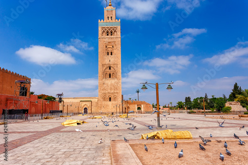 Koutoubia mosque in Marrakesh. Famous and popular landmark of Morocco. photo