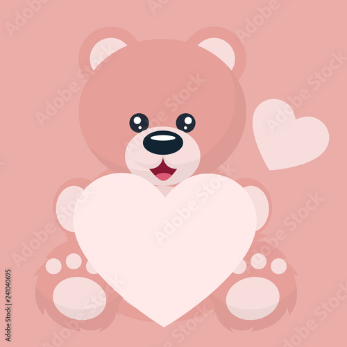 Baby bear valentines card with heart dedication to write