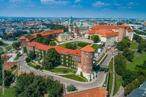 Wawel. Zamek Królewski w Krakowie. Zdjęcie z powietrza