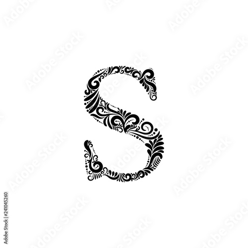 Ornate Letter S - Beautifully detailed letter S isolated on white background