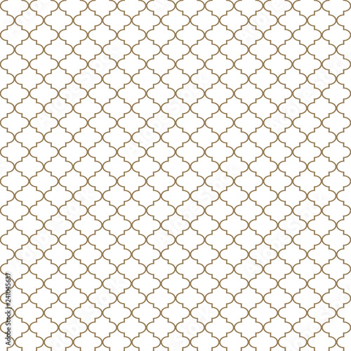 Quatrefoil Seamless Pattern - Minimalist tan and white quatrefoil or trellis design