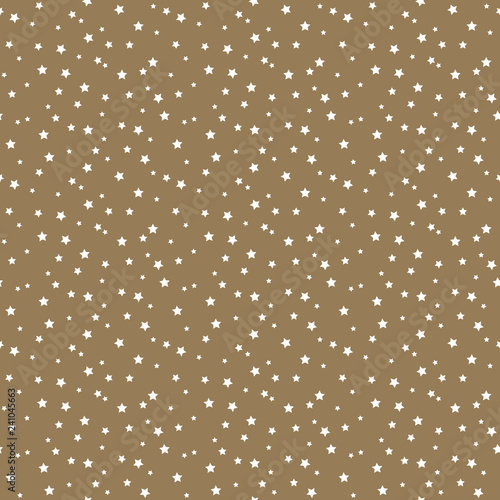 Confetti Stars Seamless Pattern - Tiny white confetti stars scattered over tan background