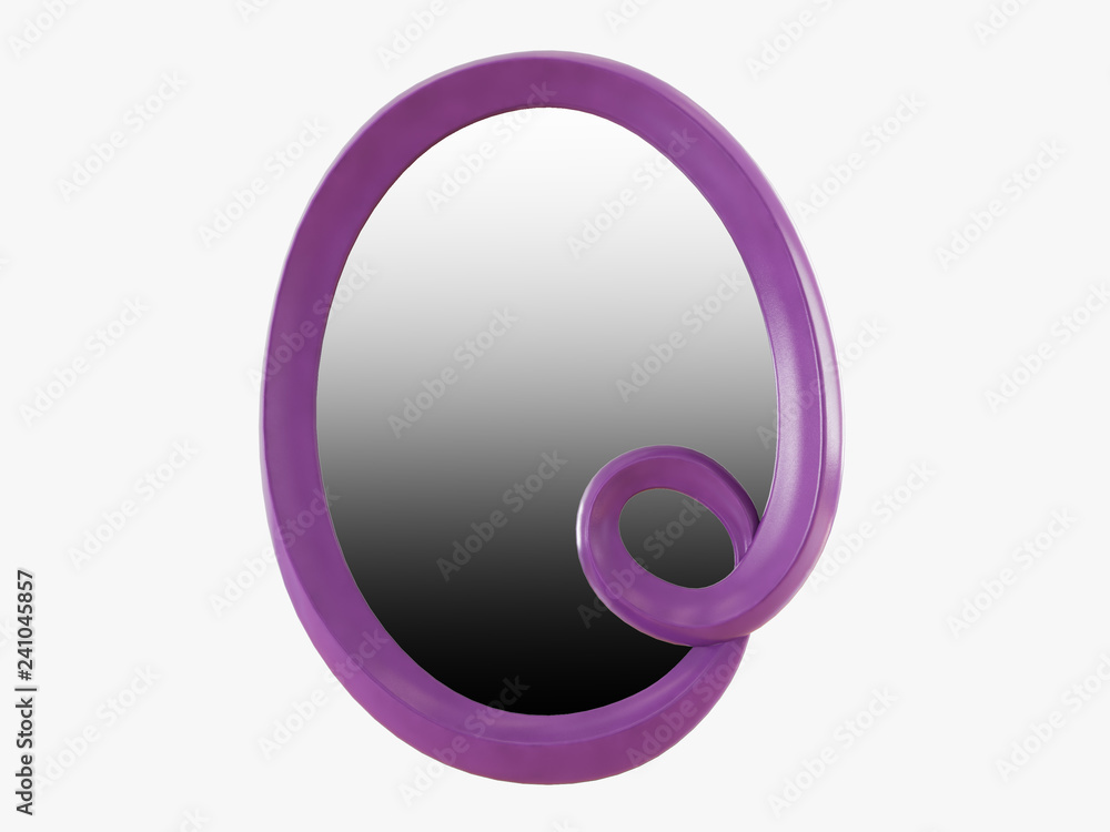 Oval purple mirror 3d rendering Oval purple mirror 3d rendering