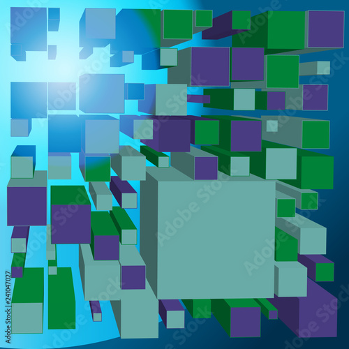 Abstract cubes perspective background in 3d style - simple vector illustration