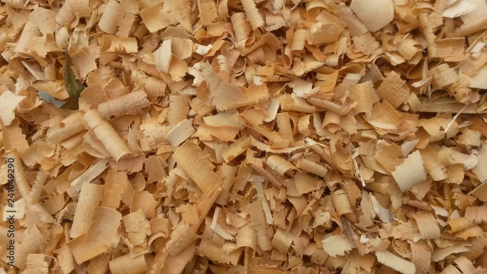 Scattering of sawdust after woodworking Scattering of sawdust after woodworking