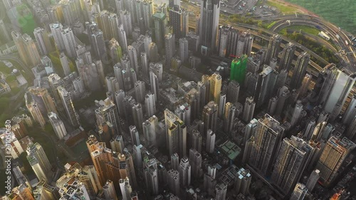 aerial scene of Fly over Central of Hong Kong 4k video in day light photo
