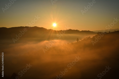 the morning autumn landscape with fog Holbav,Romania © Razvan