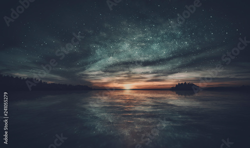 Stars reflected in the wate...