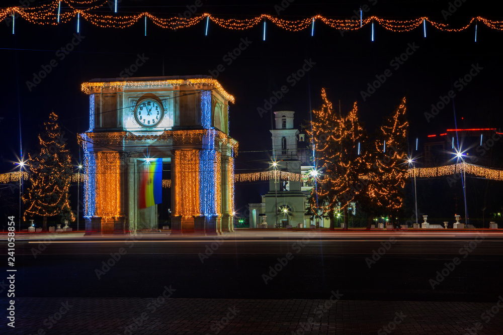 New Year night in Chisinau , Moldova 