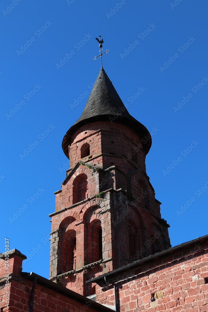 Nouvelle Aquitaine - Limousin - Corrèze - Collonges-la-Rouge - Clocher de l' Eglise Saint-Pierre