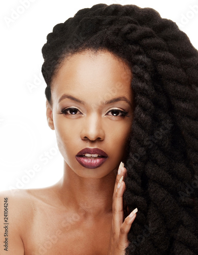  African American woman with Beautiful twisted hairstyle