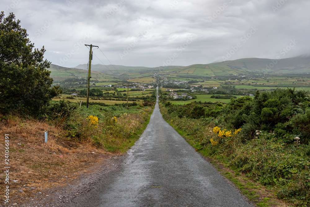 Long rural country road in the republic of Ireland