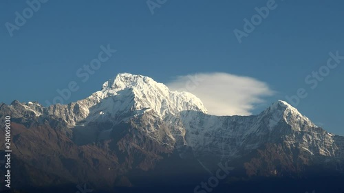 Annapurna South Peak and pass in the Himalaya mountains, Annapurna region, Nepal