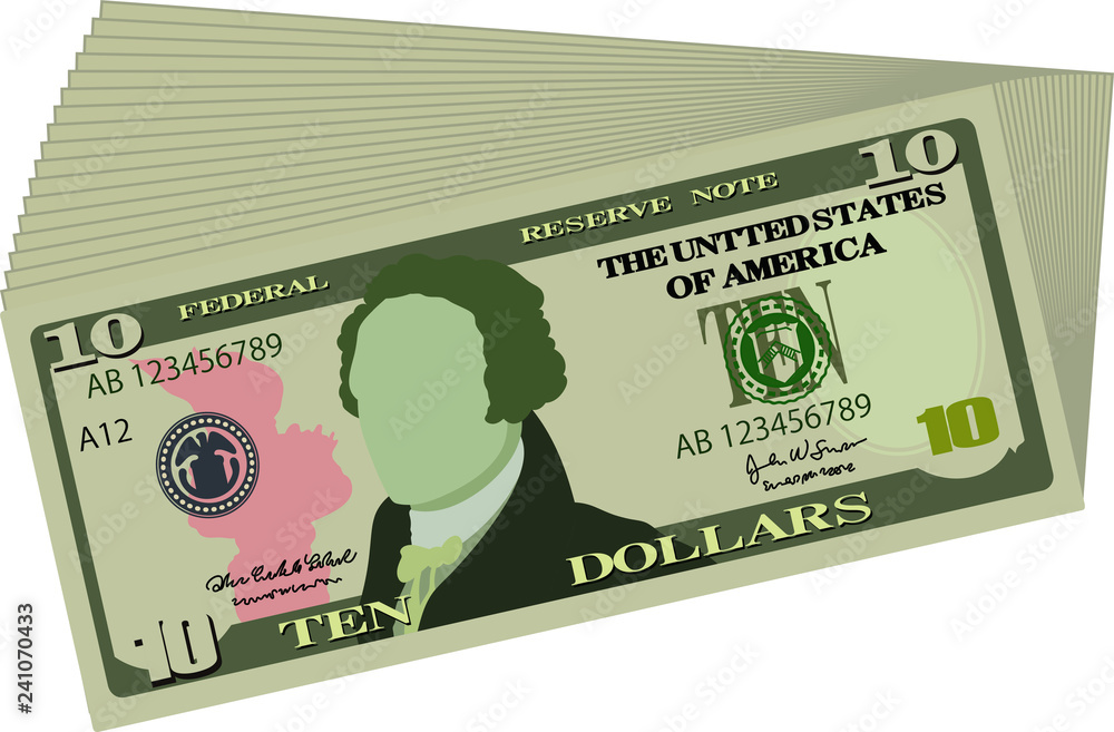 Fototapeta premium Bunch of 10 US dollar banknote