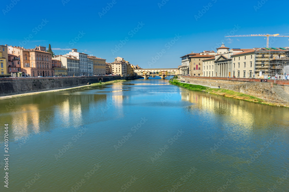 Ponte Vecchio Arno River Florence Tuscany Italy.