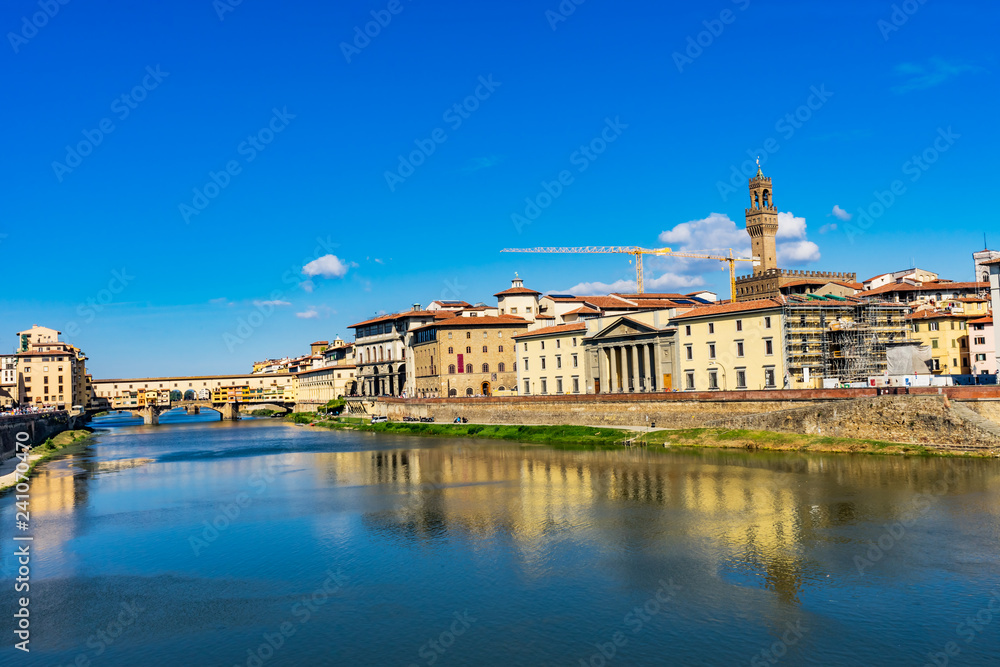 Ponte Palazzo Vecchio Arno River Florence Tuscany Italy.