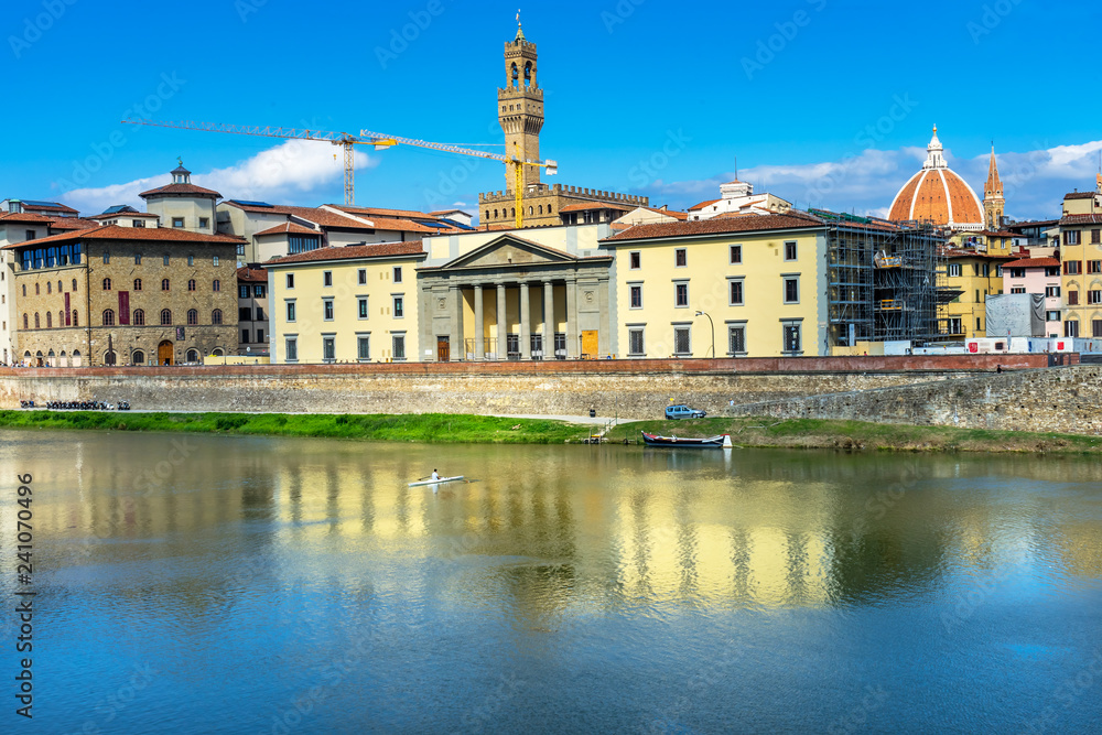 Palazzo Vecchio Duomo Arno River Florence Tuscany Italy.