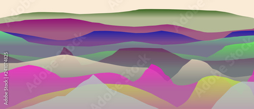Farbige Berge, Wellen, abstrakte Oberfläche, moderner Hintergrund, Vektorgrafik Illustration für dein Projekt